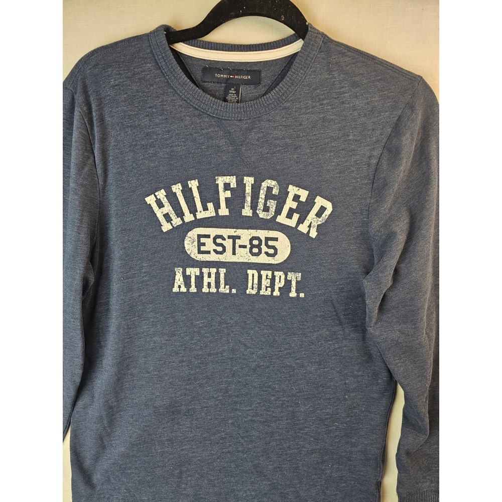 Tommy Hilfiger Mens XS Blue Athl Dept Graphic Long Sleeve Crew Neck Shirt - Picture 2 of 11